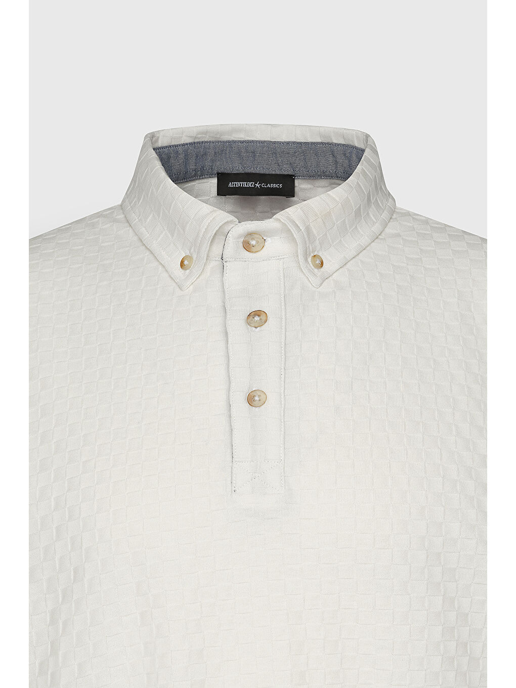 Erkek Beyaz Regular Fit %100 Pamuk Jakarlı Polo Yaka Tişört-6