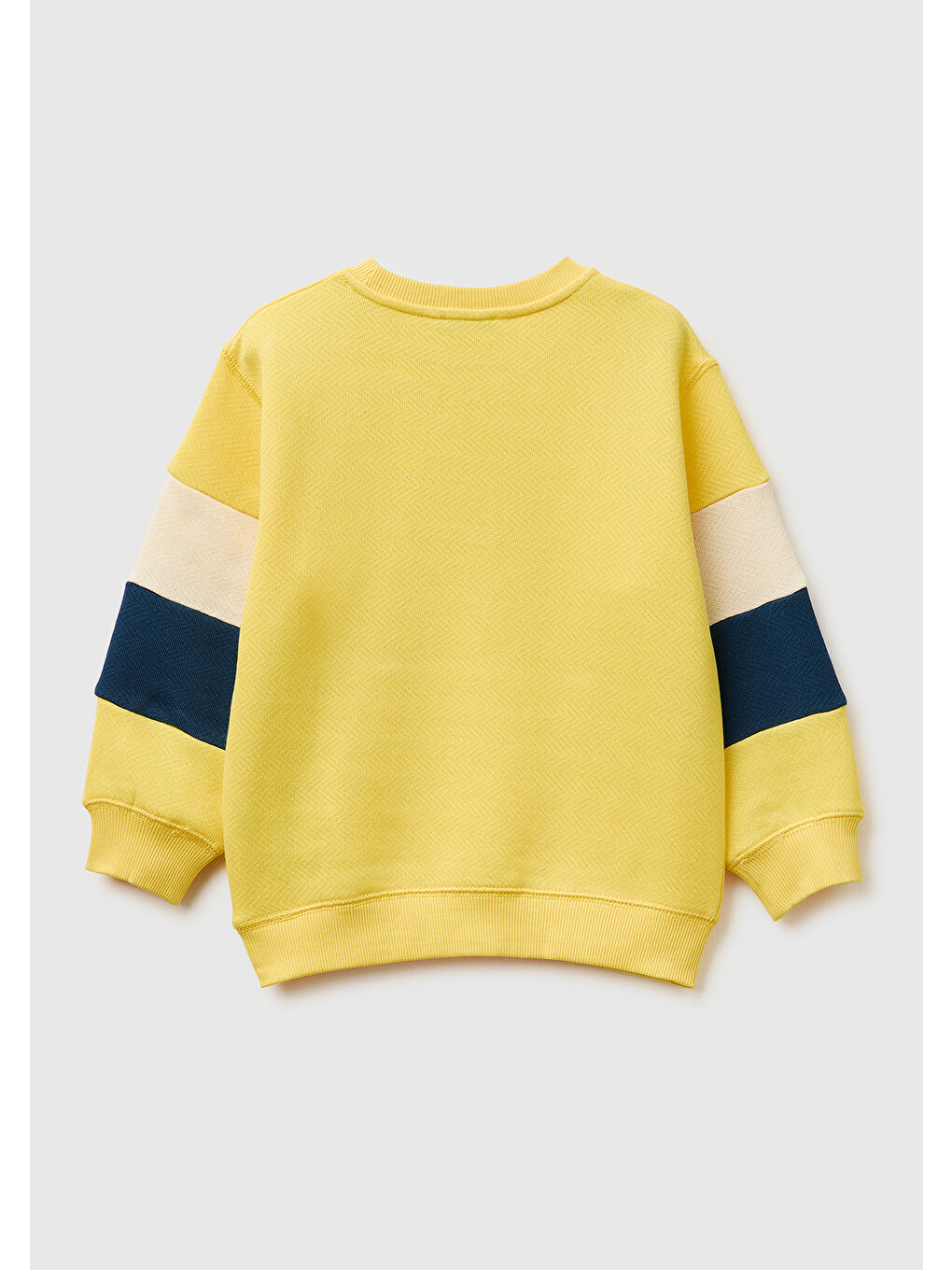 Erkek Çocuk Sarı Kol Detaylı Renk Bloklu Logo Etiketli Bisiklet Yaka Sweatshirt-1