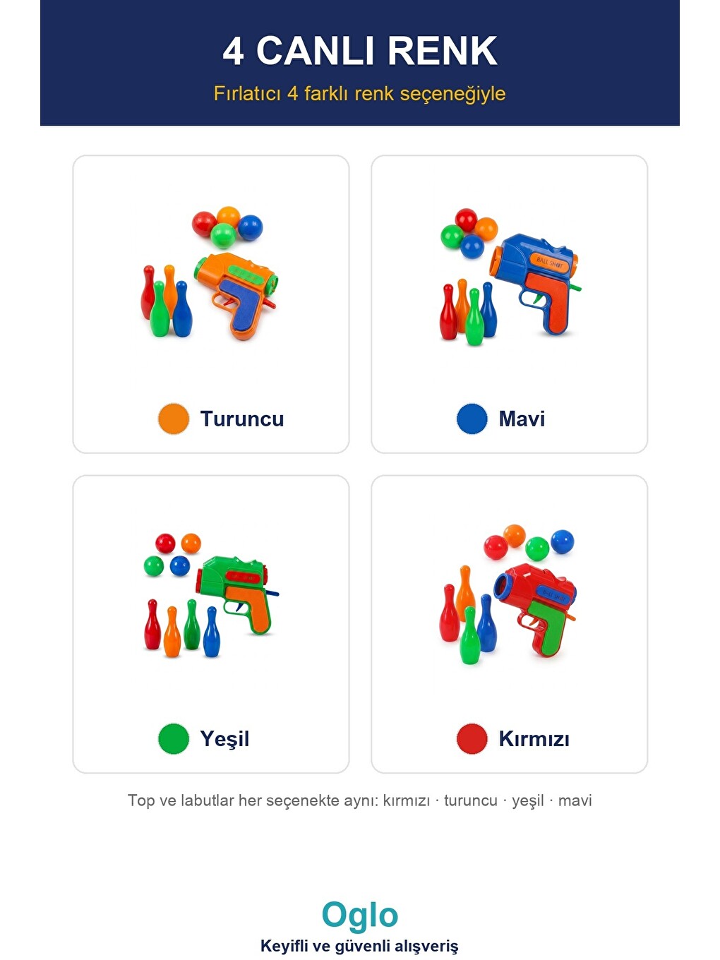 Top Fırlatan Tabanca 4 Labut 4 Top - Nişan Hedef Vurma Oyunu Yeşil 3+ Yaş-3