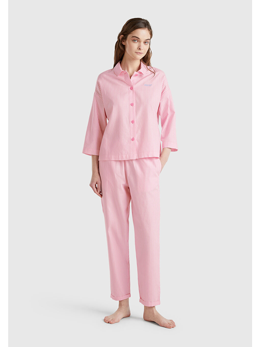 Kadın Açık Pembe %100 Pamuk Pijama Altı-4