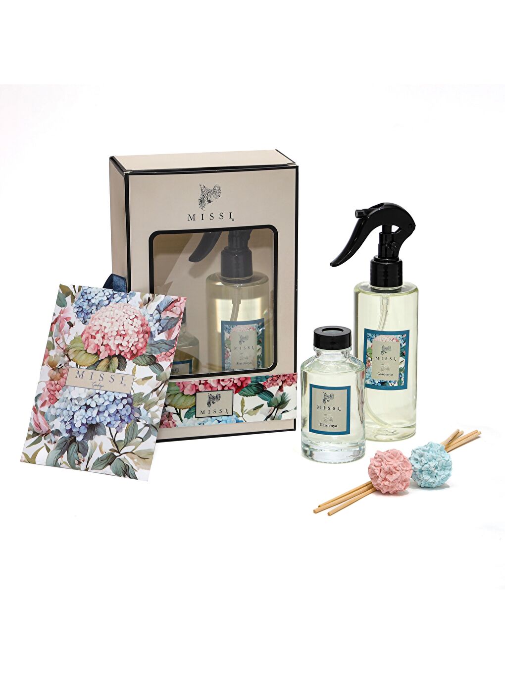 Pembe Gardenya Hediye Seti (Oda Kokusu- Oda Spreyi-Kokulu Zarf)