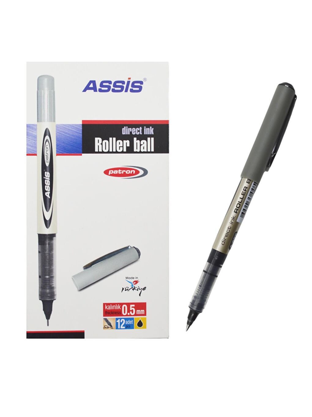 Assis 626 Patron Roller Kalem 0.5 mm Siyah 12 Adet