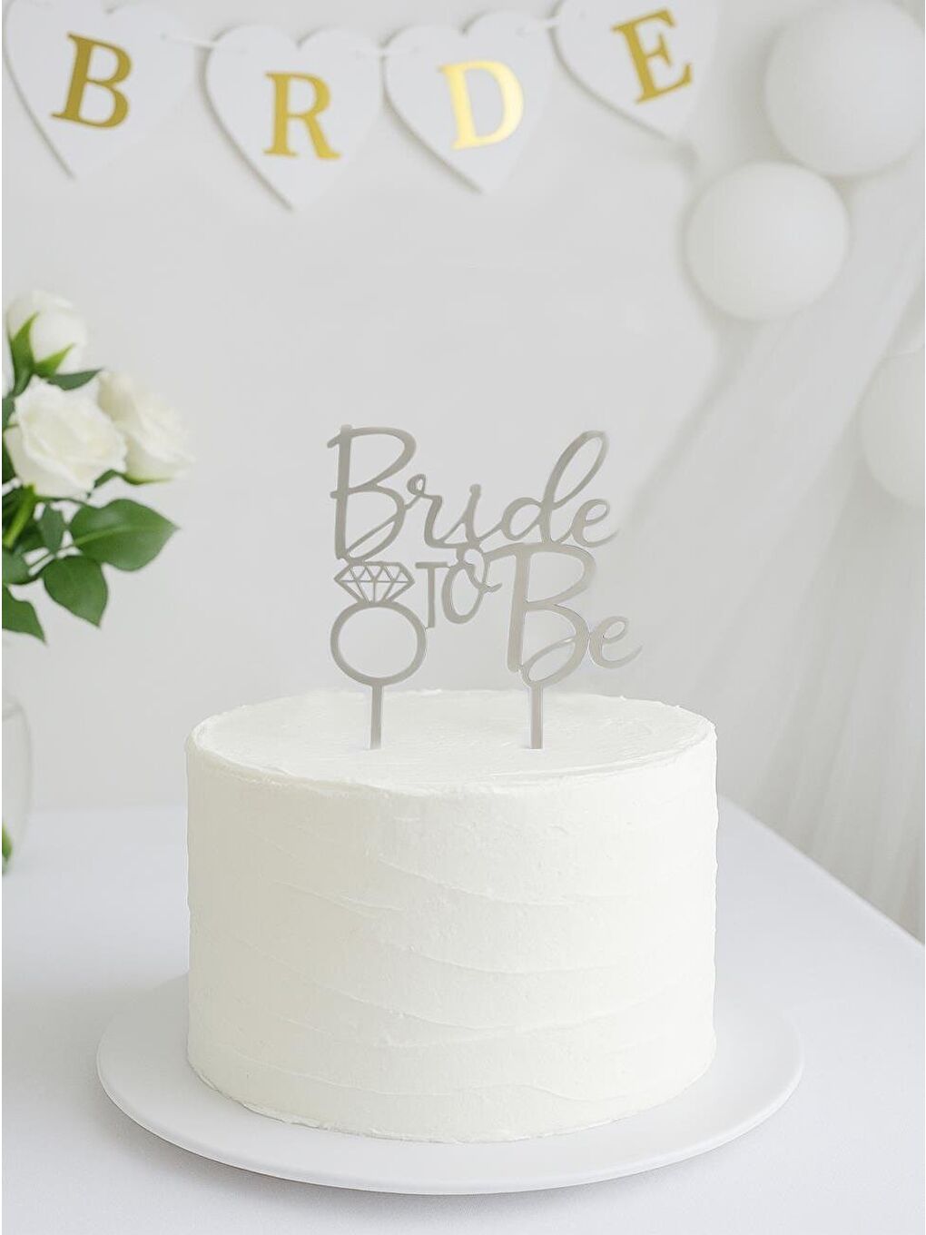 Gri Bekarlığa Veda Partisi Dekoru Bride To Be Pasta Süsü Pleksi Gümüş