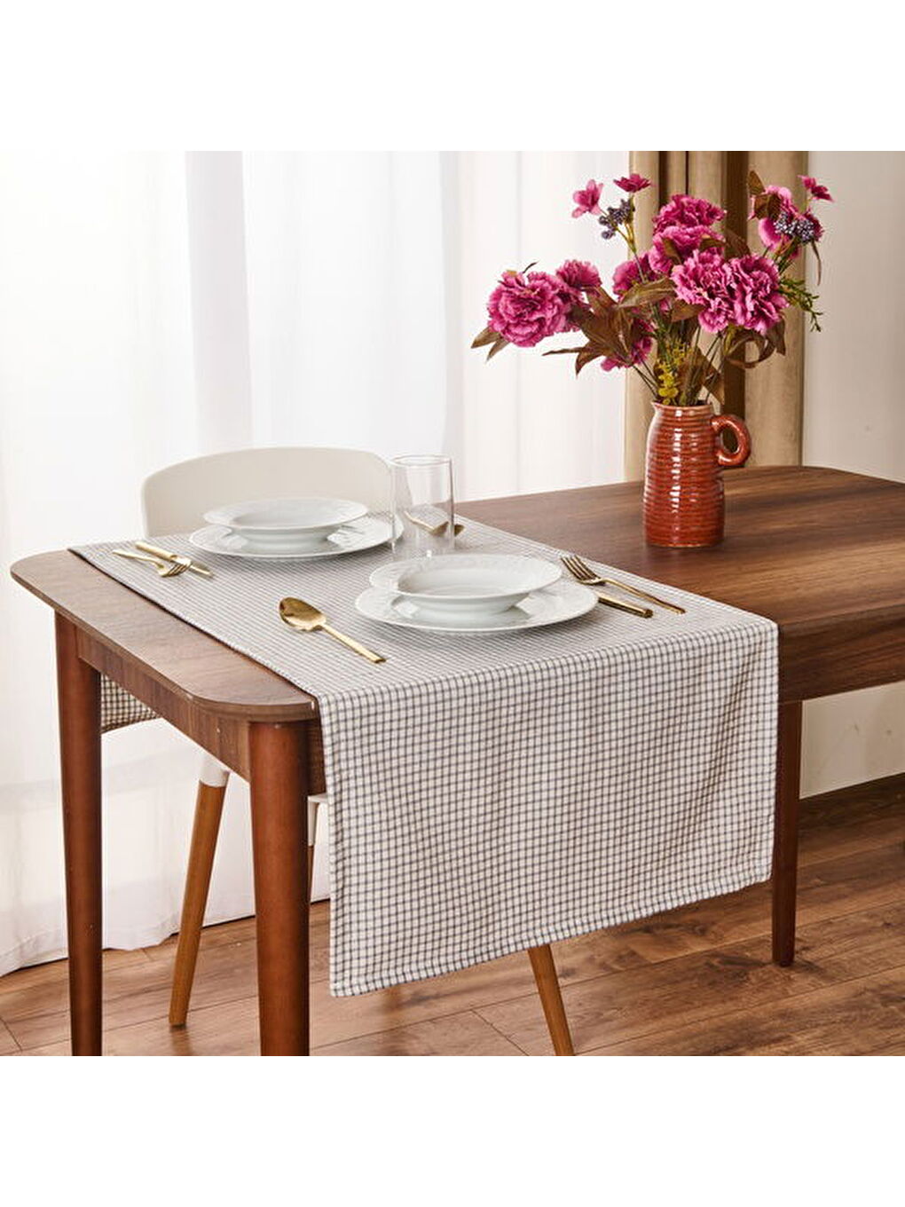 Soft Pötikareli Runner - Gri - 50x130 cm-3