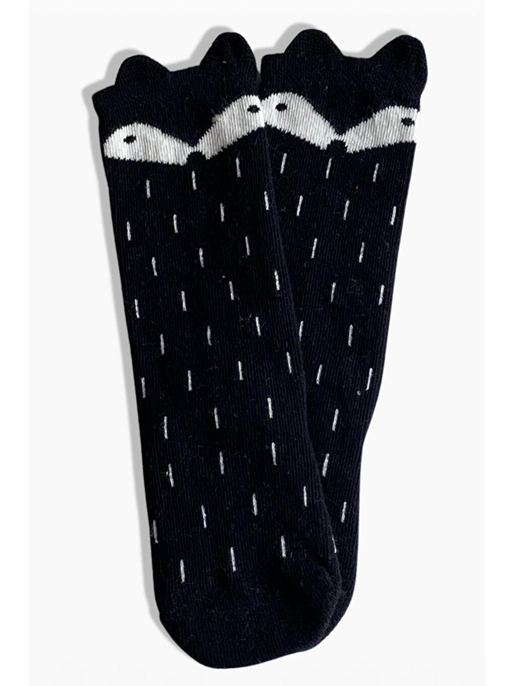 Siyah Kız Çocuk Tilki Desen Çorap / SİYAH