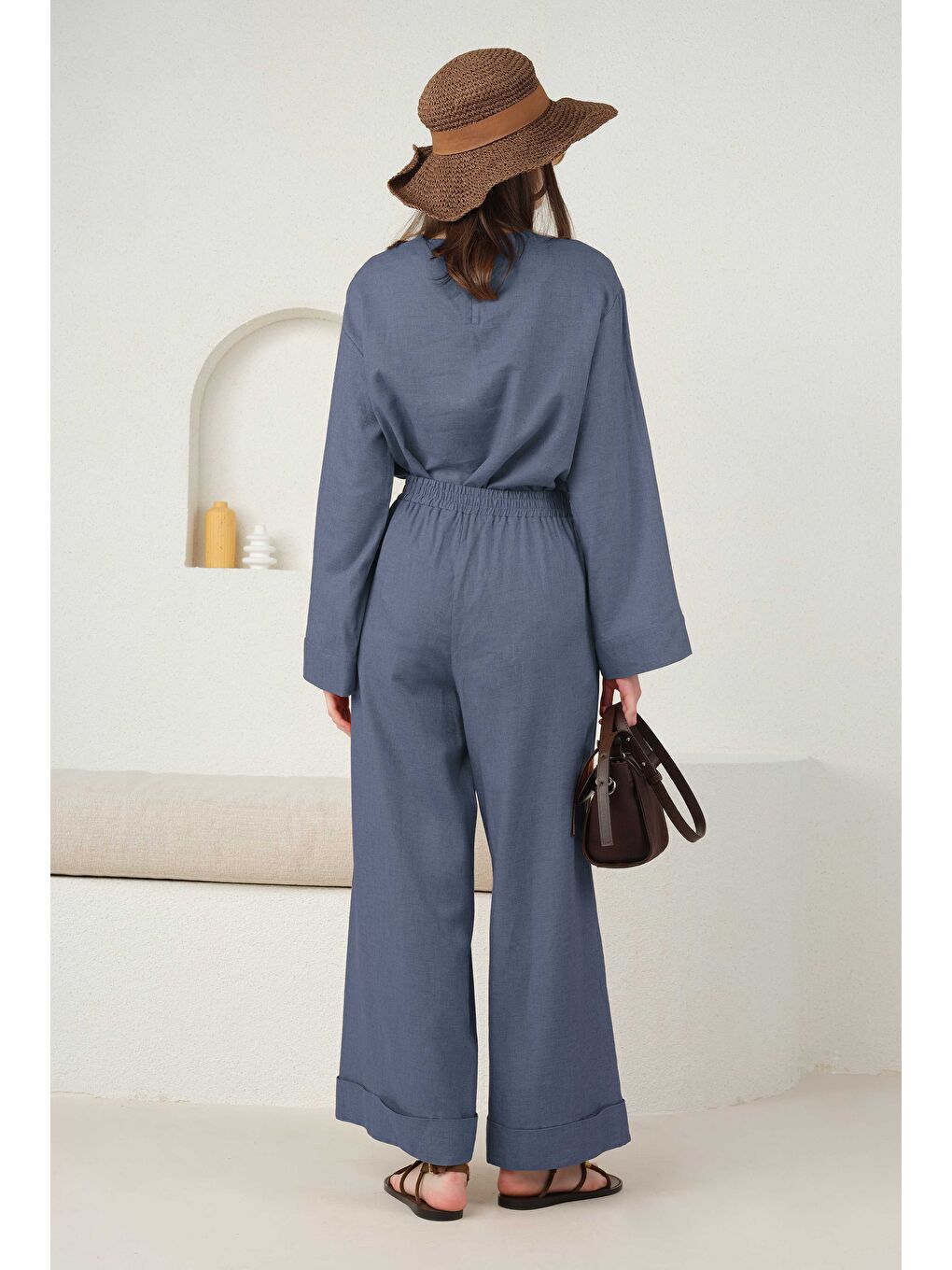 Keten Bol Paça Pantolon Jean Mavi-2