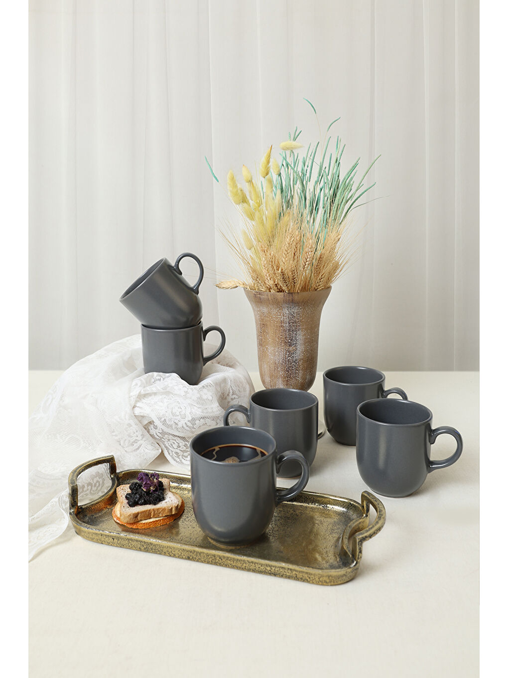 Mat Gri Ekinoks Kupa 10 Cm 6 Adet-2