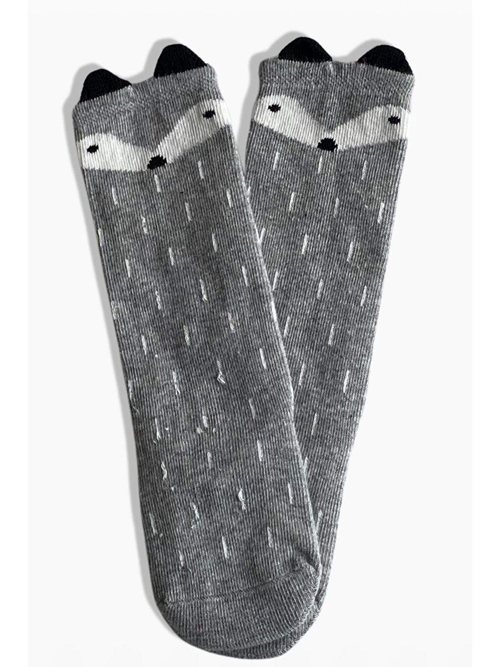 Gri Kız Çocuk Tilki Desen Çorap / GRİ