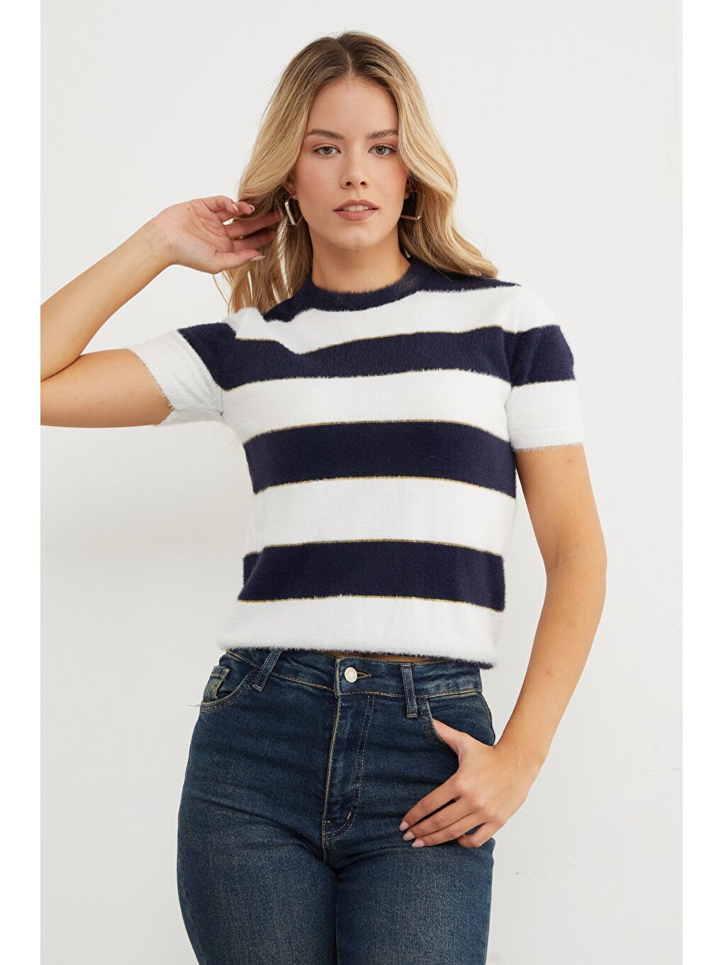 Lacivert Çizgili Sakallı Kazak-2