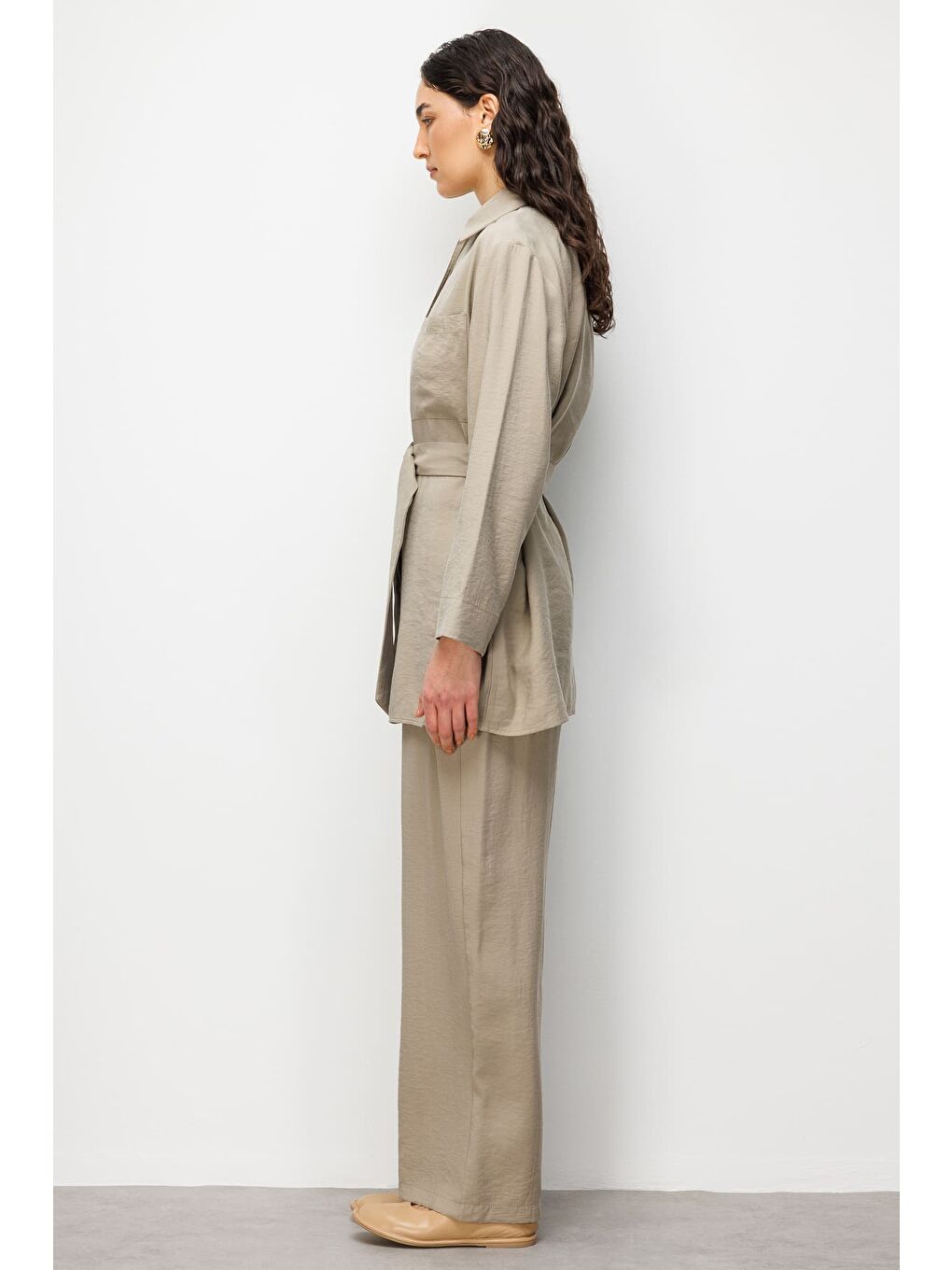 Bej Kemer Detaylı Vizon Rengi Tunik-4