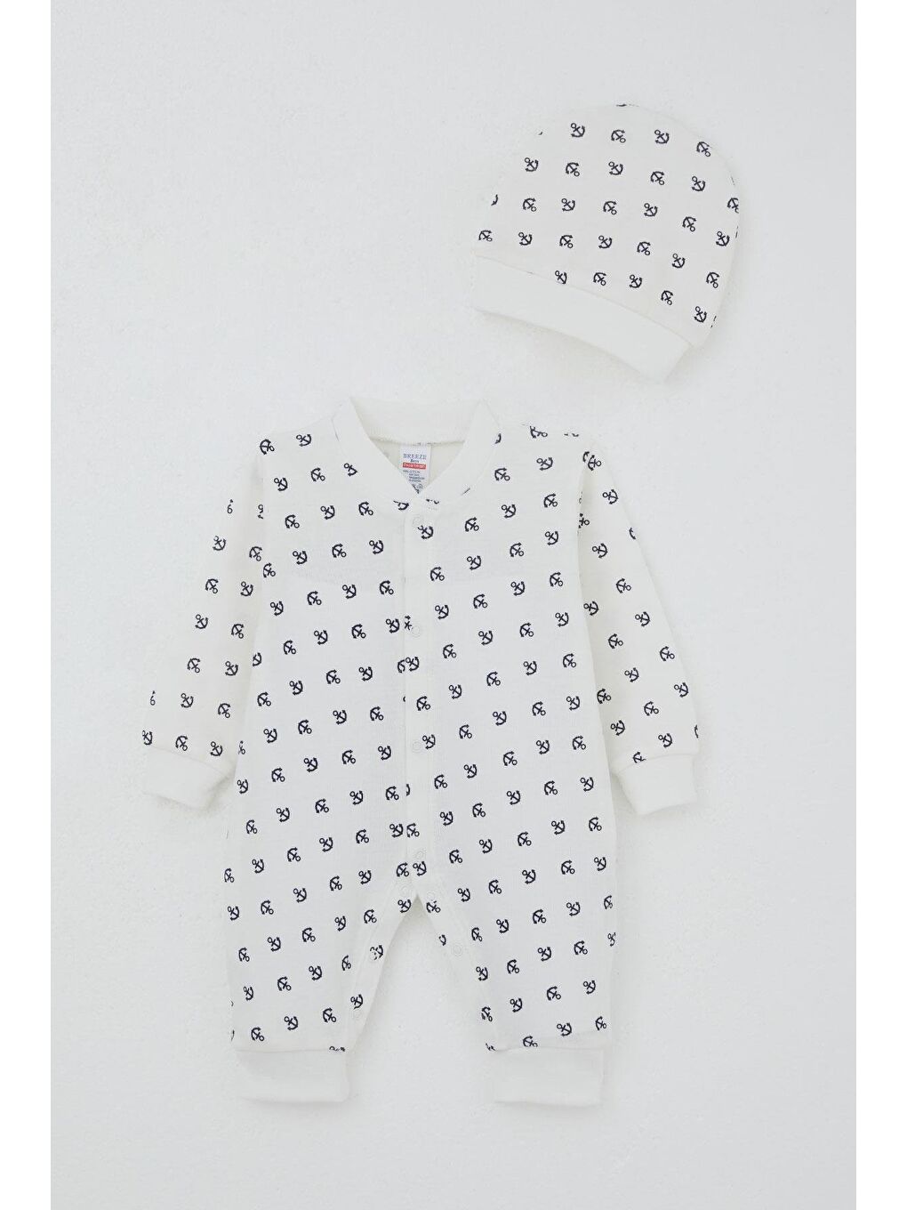 Bebek Tulum Deniz Temalı Çapa Desenli Ekru (0-6 Ay)