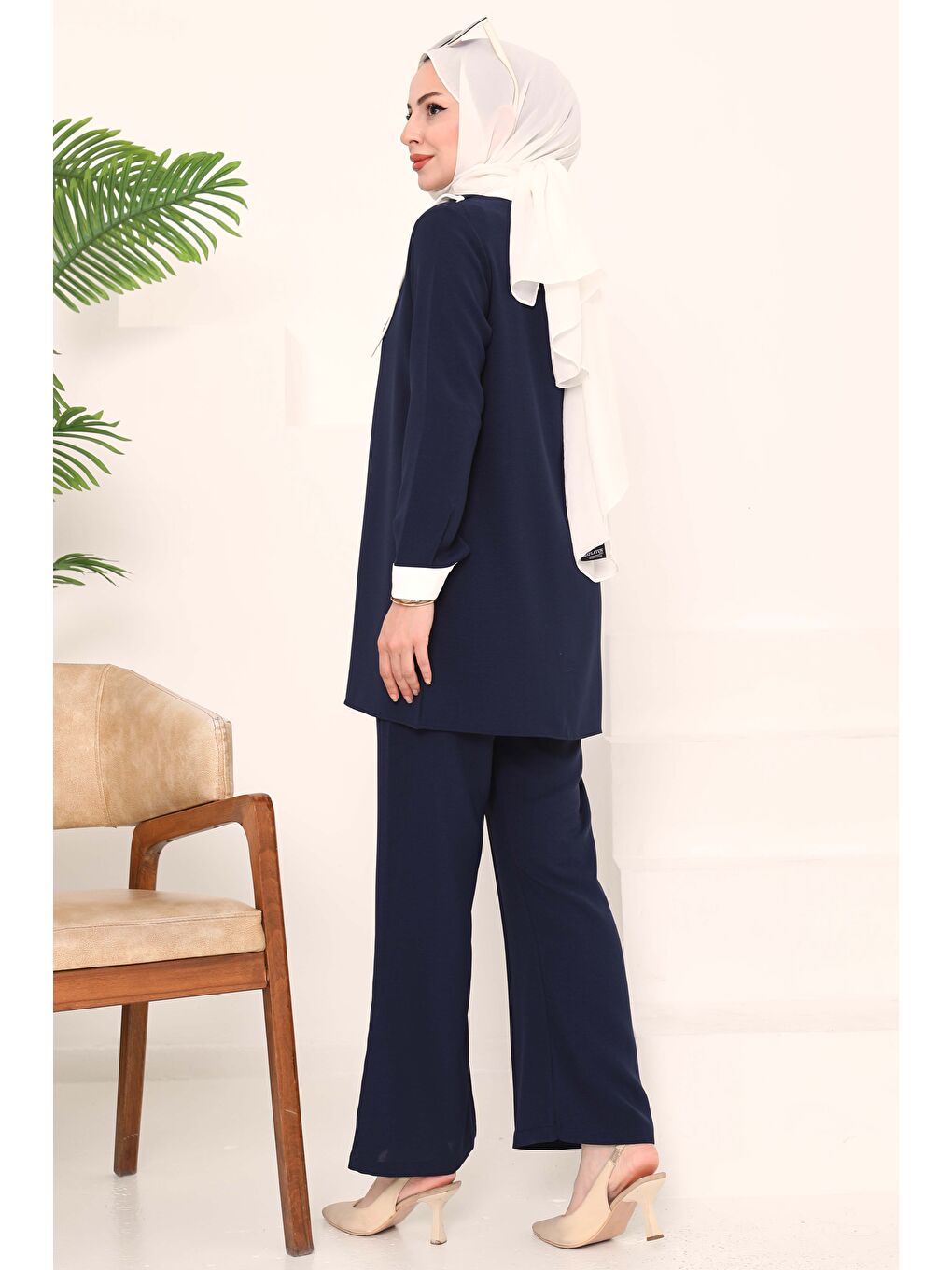 Çift Yakalı Linda Takım Lacivert - 27020-5