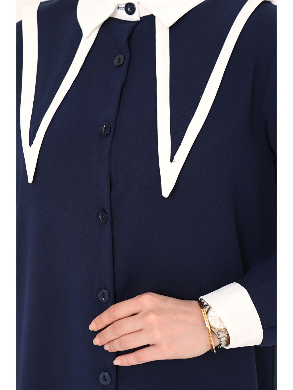 Çift Yakalı Linda Takım Lacivert - 27020-6