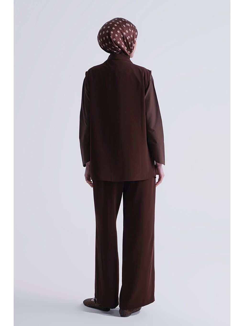 Kahverengi Düğmeli Oversize Yelek Acı Kahve-7