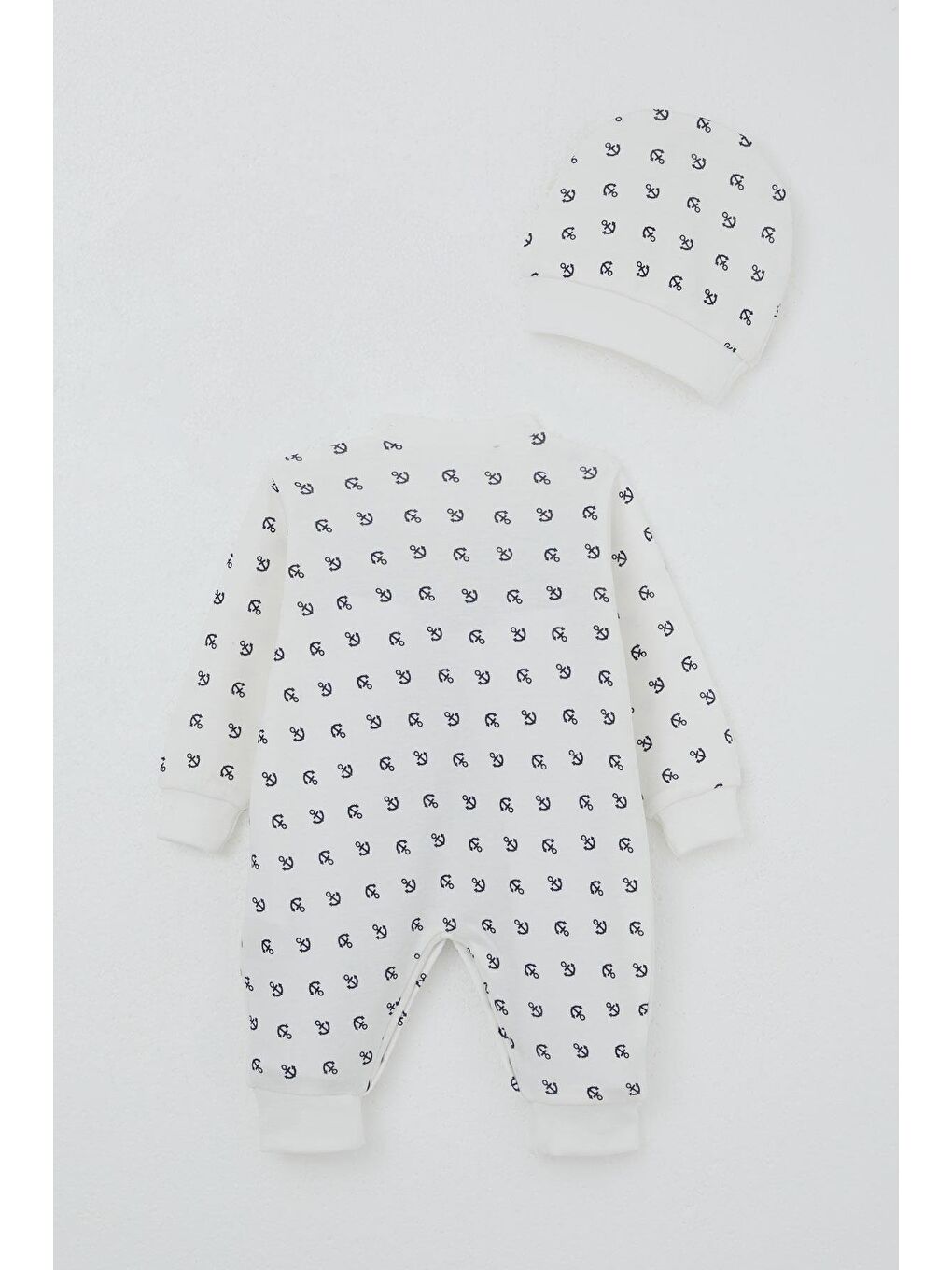 Bebek Tulum Deniz Temalı Çapa Desenli Ekru (0-6 Ay)-1