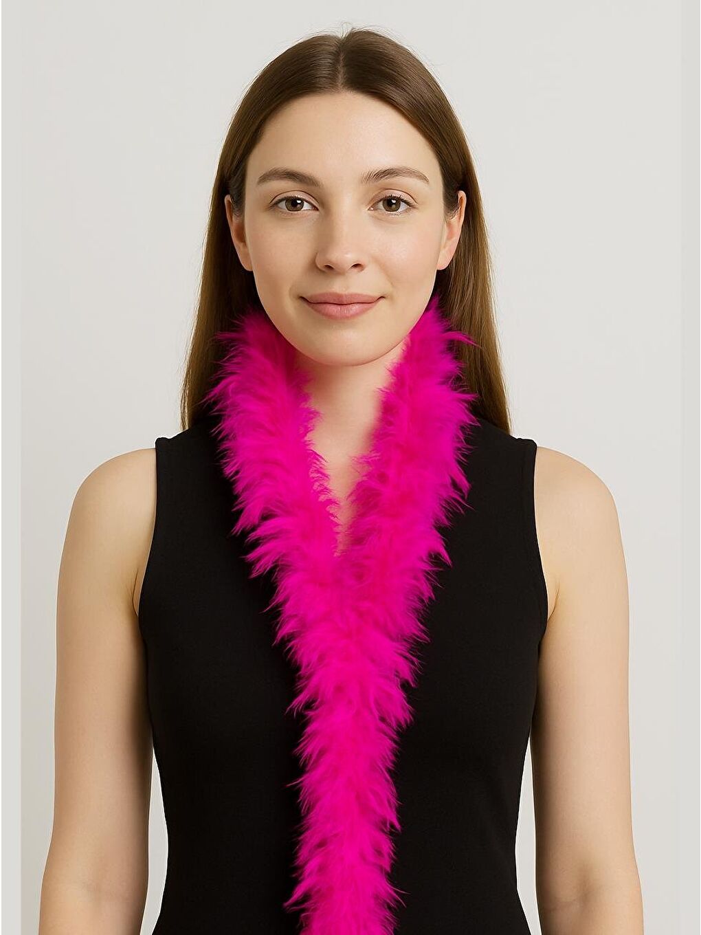 Otriş Tüy Bride Parti Kostüm Aksesuarı Fuşya 180 cm