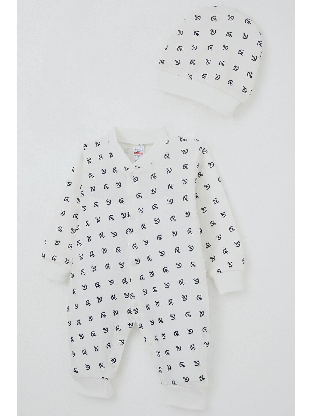 Bebek Tulum Deniz Temalı Çapa Desenli Ekru (0-6 Ay)-2