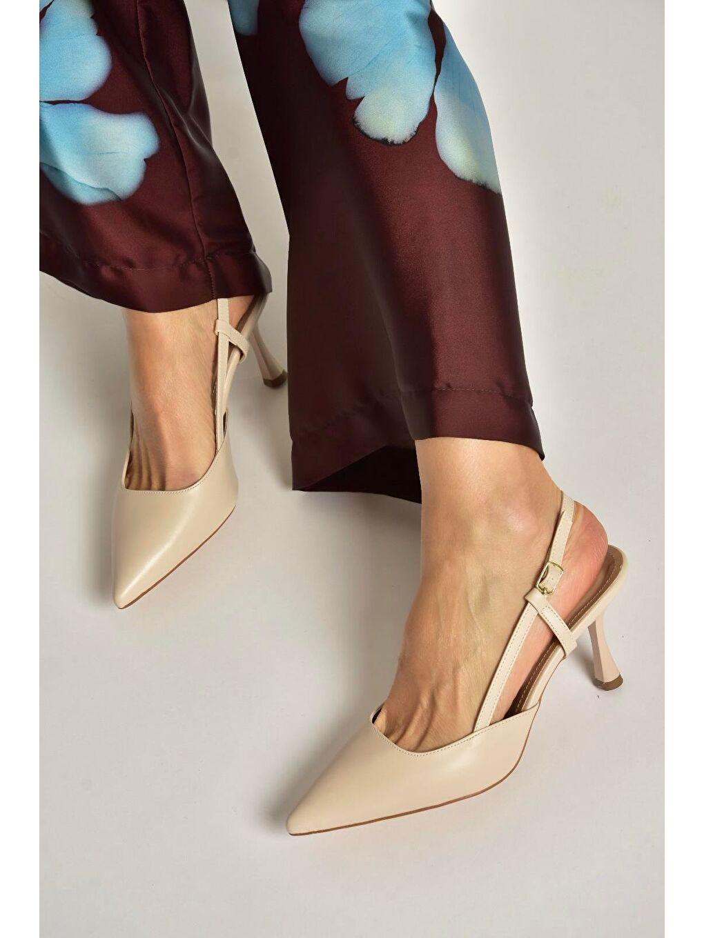 Bej Ten Kadın Topuklu Ayakkabı U480441109-2