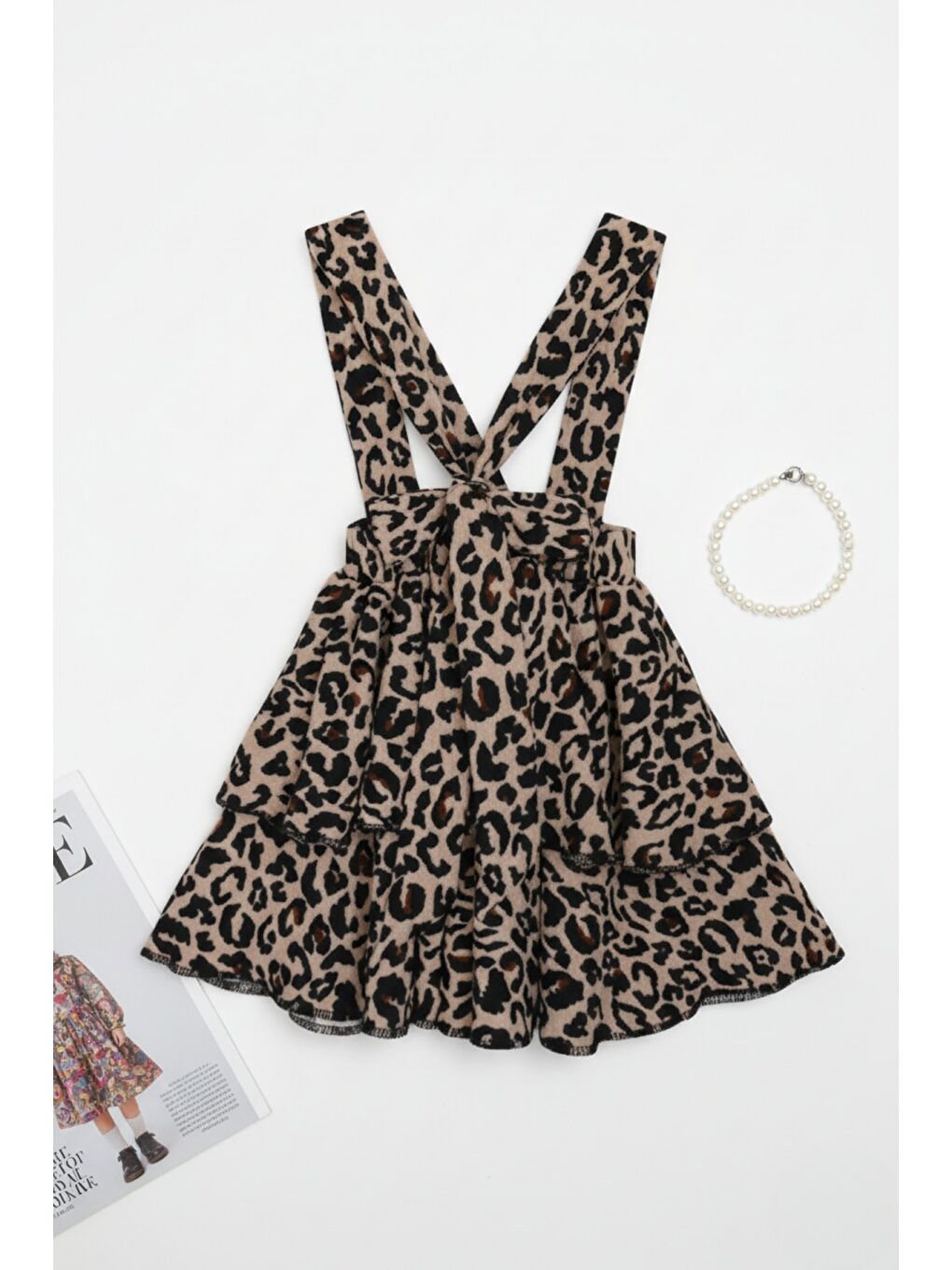 Bej Kız Çocuk Helen Leopar 23 Nisan 29 Ekim Gösteri Kıyafeti