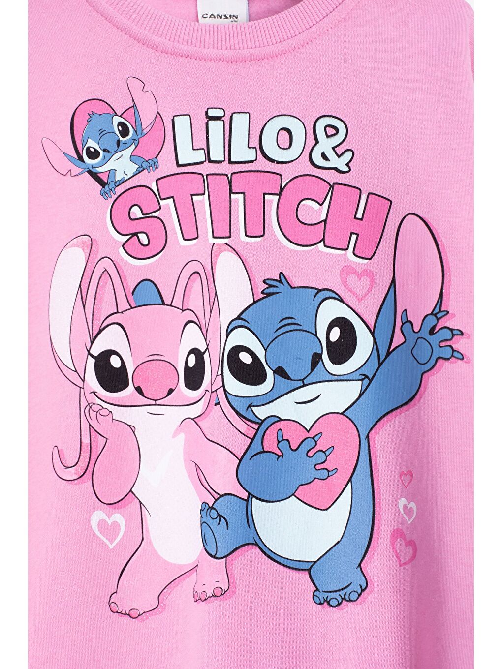 Pembe Sevimli Simli Karakter Baskı Şardonlu Kız Çocuk Eşofman Takım 23294-1