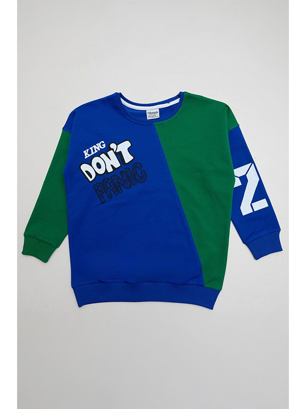 Mavi Baskılı Renk Bloklu Erkek Çocuk Eşofman Takımı-1