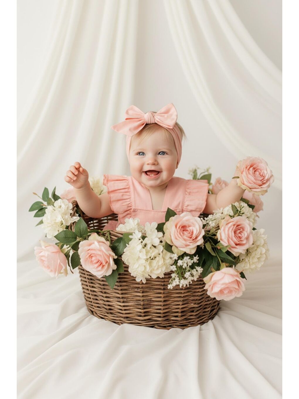 Pembe Kız Bebek Somon Pamuklu Salopet Bandana Takım-3