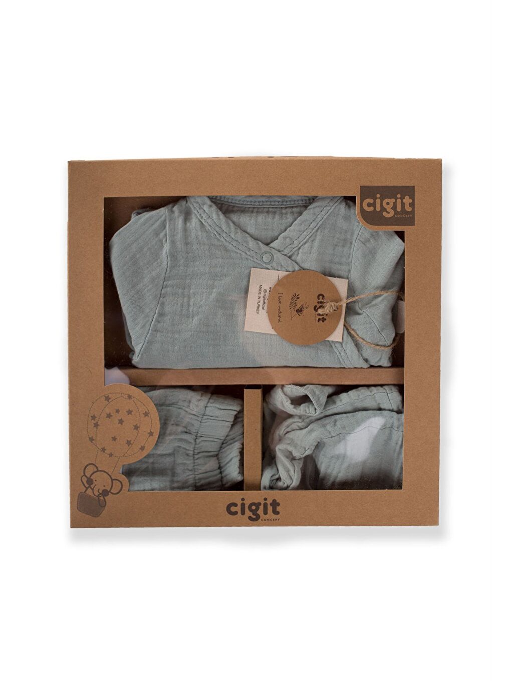 Organik Hastahane Çıkışı Bebek Takımı 0-3 Ay Mint Yeşil-1