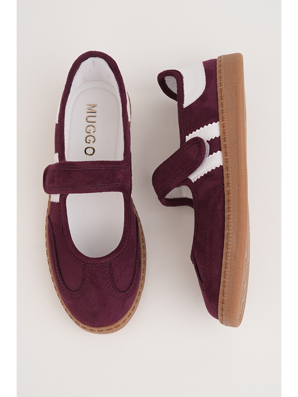 Bordo Speed Kadın Cırtlı Rahat Taban Günlük Sneaker Babet Ayakkabı-5