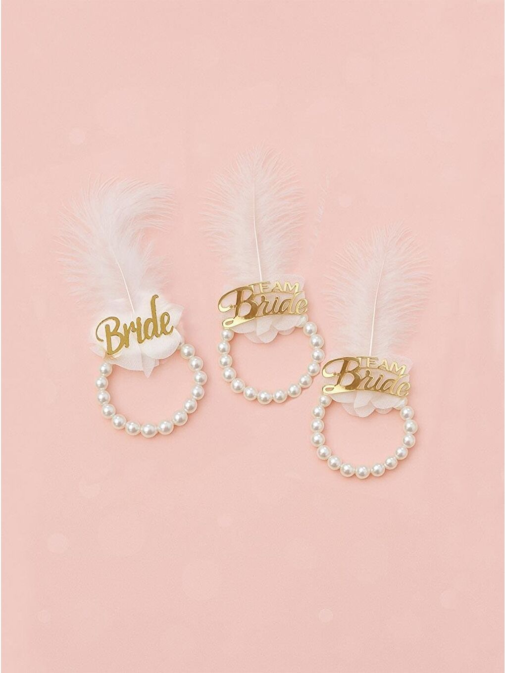 Ekru İncili Nedime Bilekliği Bride Bileklik Bekarlığa Veda Partisi Aksesuar Seti Gold 10'lu