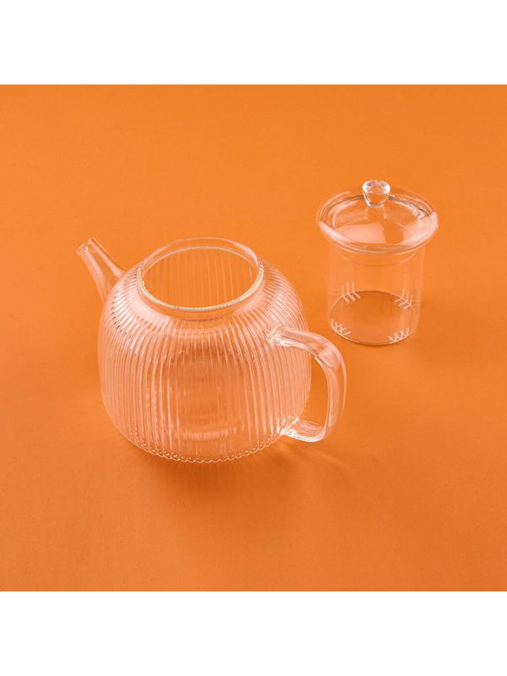 Renksiz Cam Süzgeçli Demlik - Şeffaf - 900 ml-3