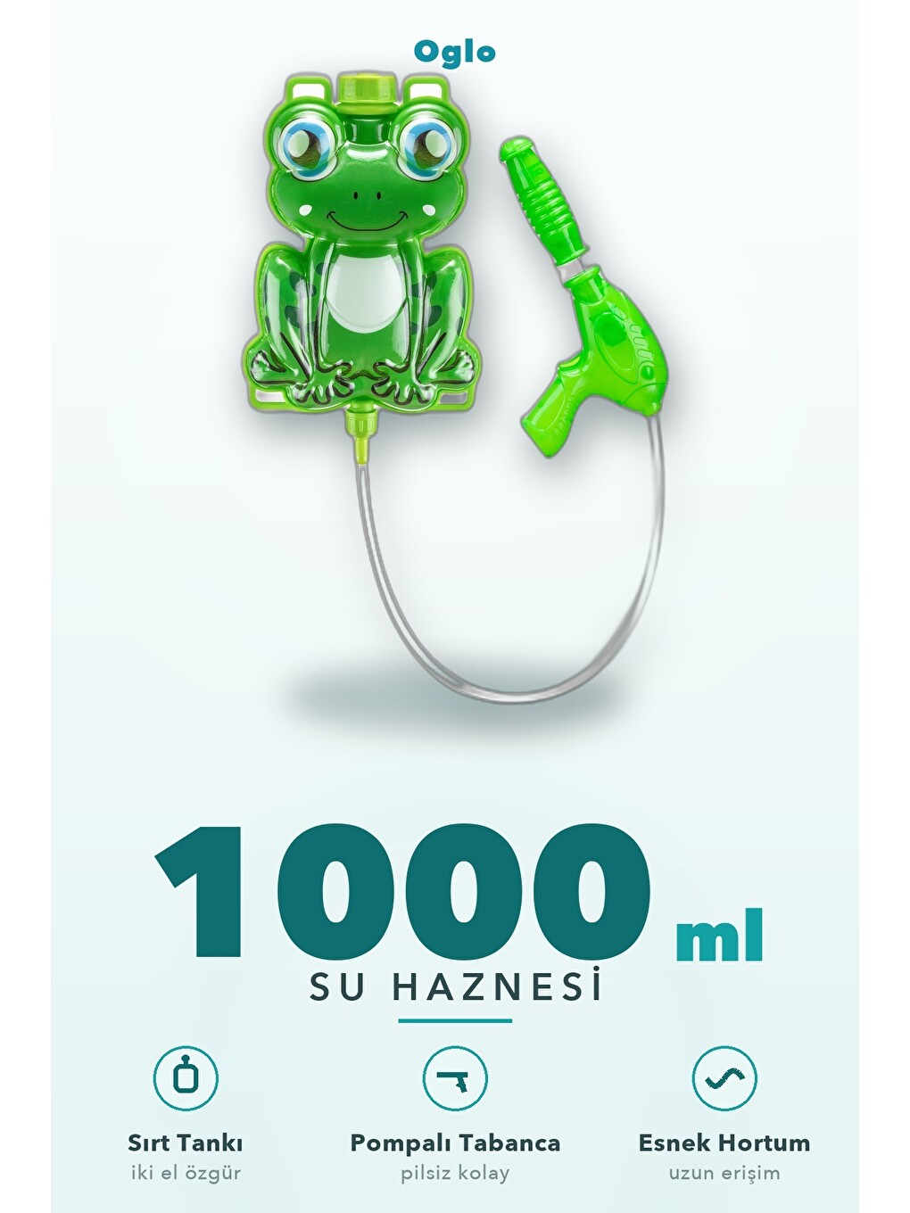 Su Tabancası Sırt Çantalı Pompalı — Frogy Su Depolu Tanklı Çocuk Su Tüfeği, Yaz Bahçe Havuz Oyuncağı-1
