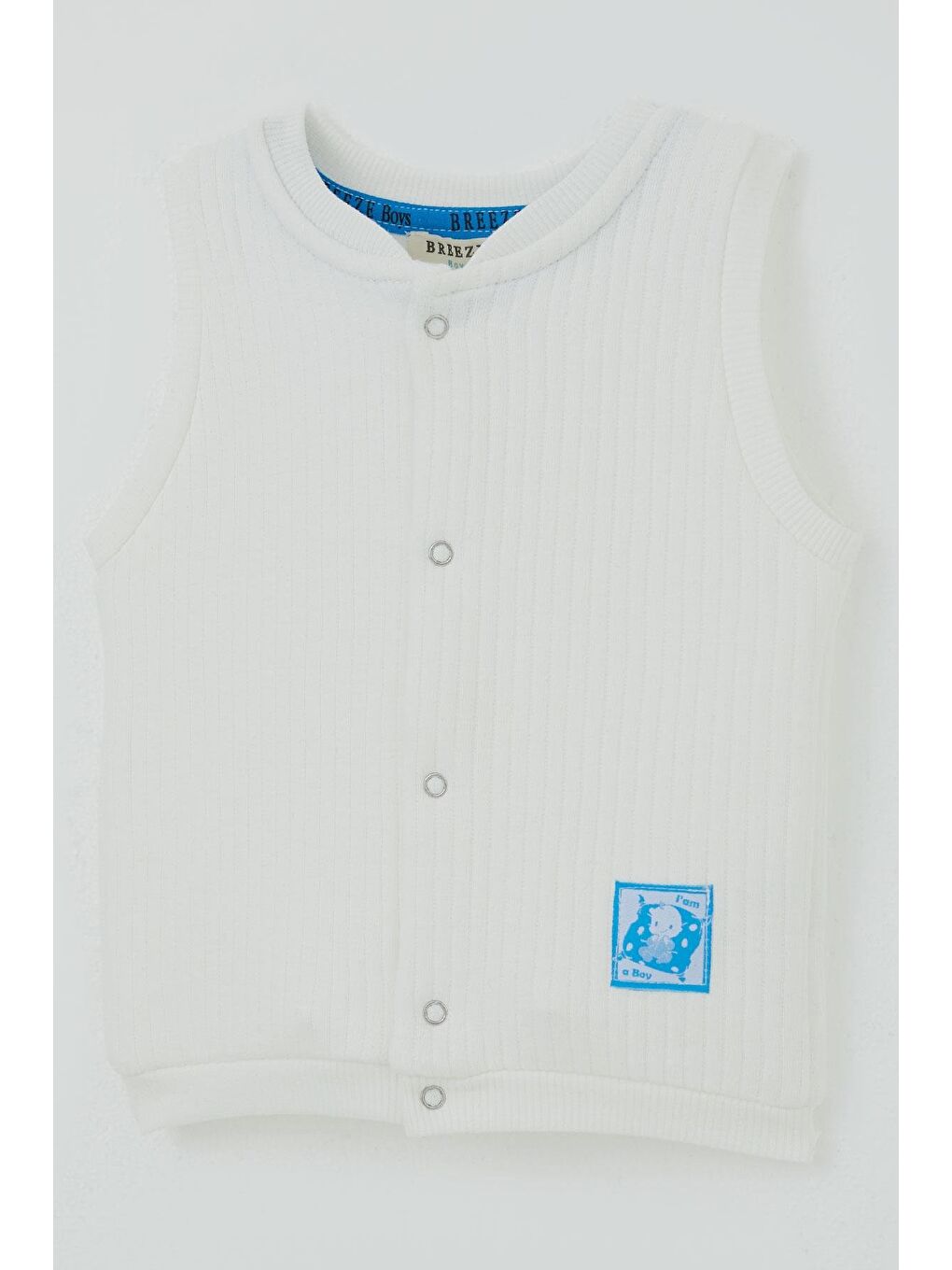 Erkek Bebek Yelek Çıtçıtlı Sevimli Bebek Armalı Ekru (4 Ay-4 Yaş)-3