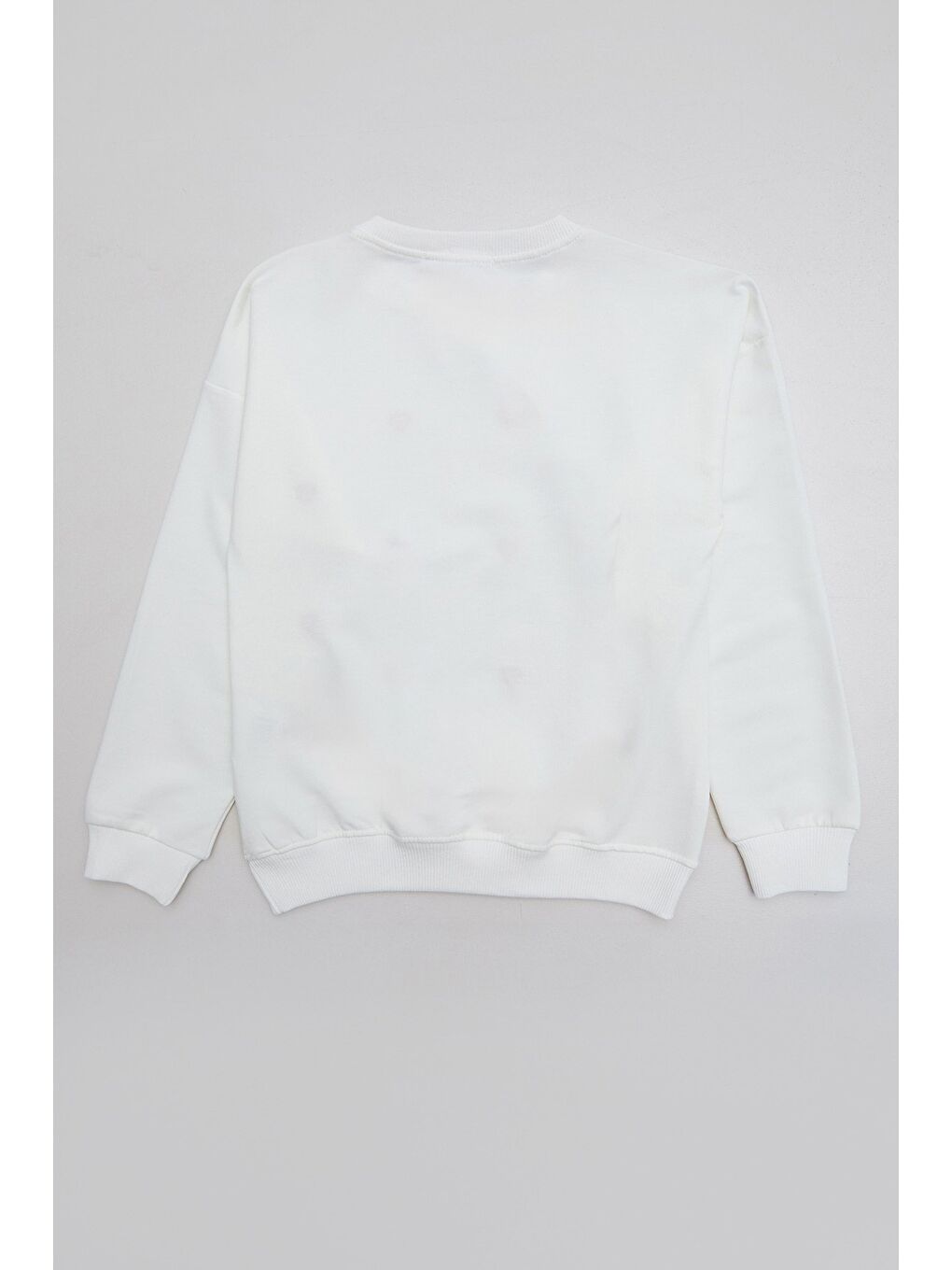 Ekru Kalp Nakışlı Kız Çocuk Sweatshirt-2
