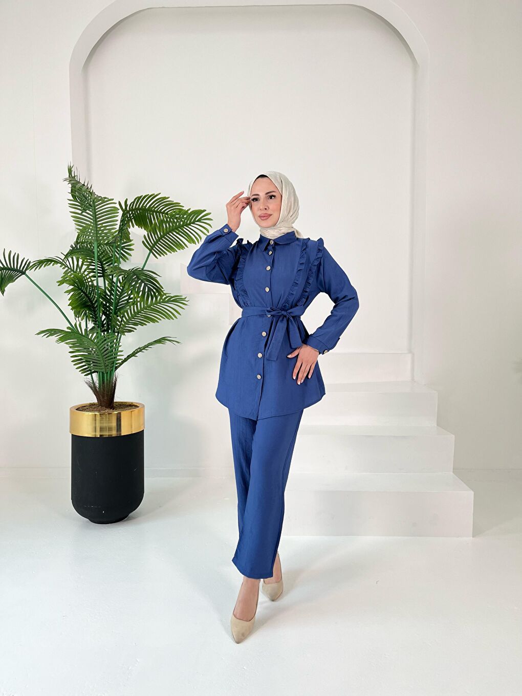 İndigo Fırfır Detaylı İkili Takım Indigo - 27003