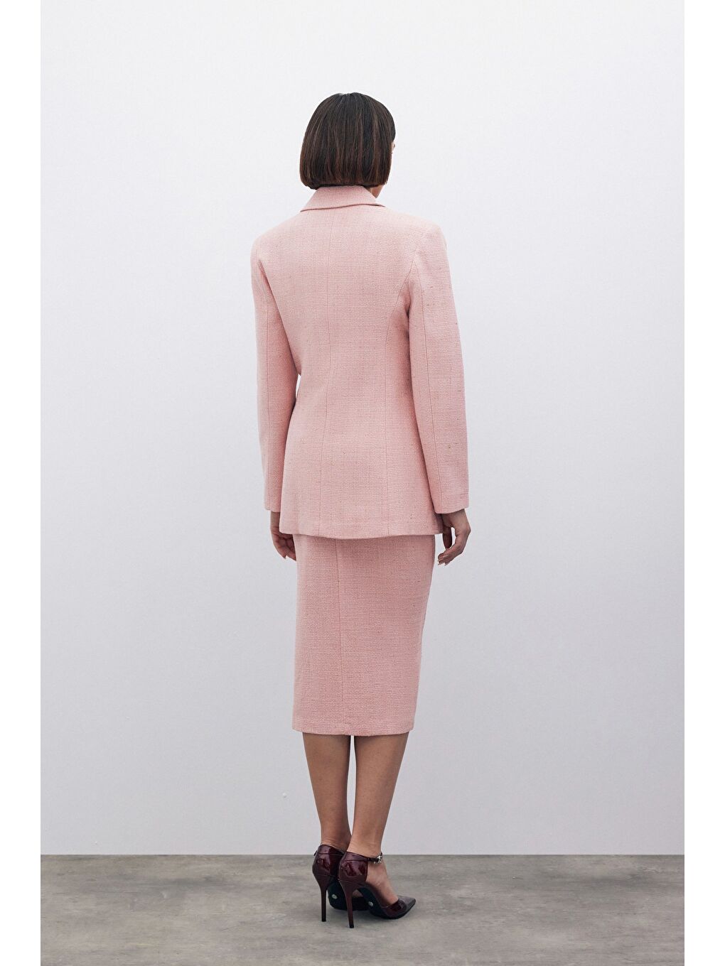 Simli Uzun Ceket - Pembe-4