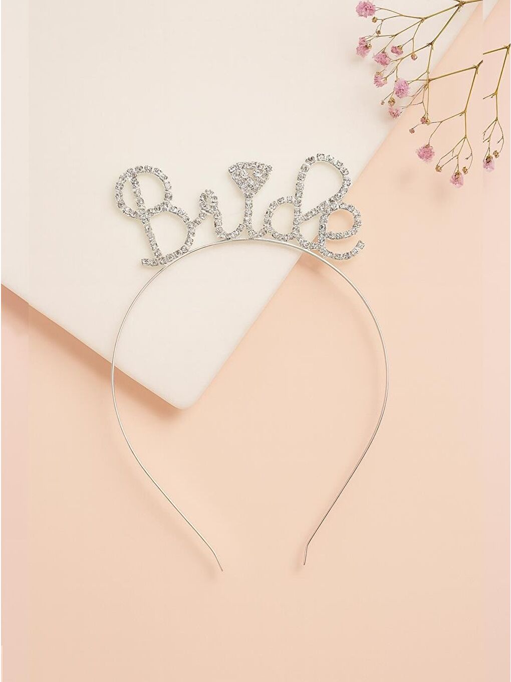 Gri Bride Taç Kristal Taşlı Metal Bekarlığa Veda Parti Tacı Gümüş