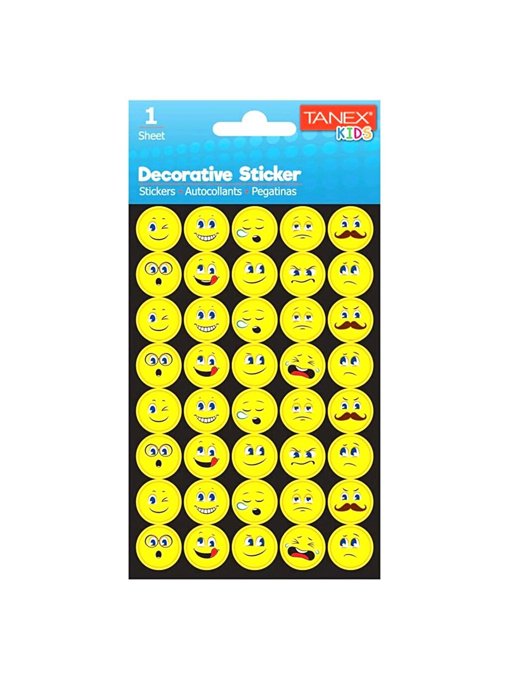 Tanex Kids Sticker Emoji Serisi Sarı 40 Parça (25026)