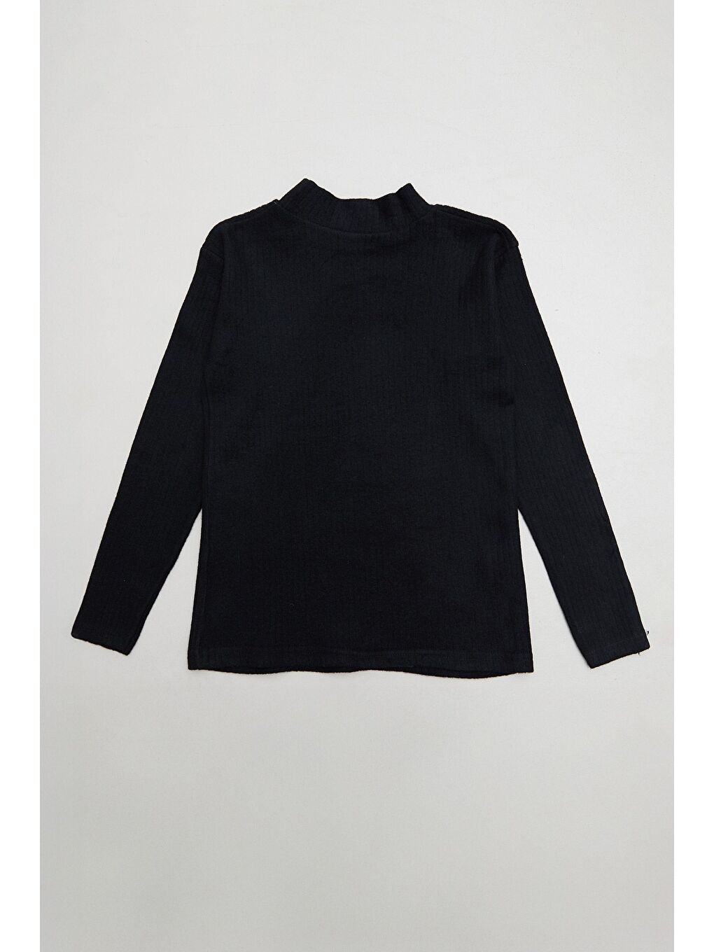 Siyah Fitilli Elastanlı Yarım Balıkçı Yaka Kız Çocuk Taytlı Takım-3