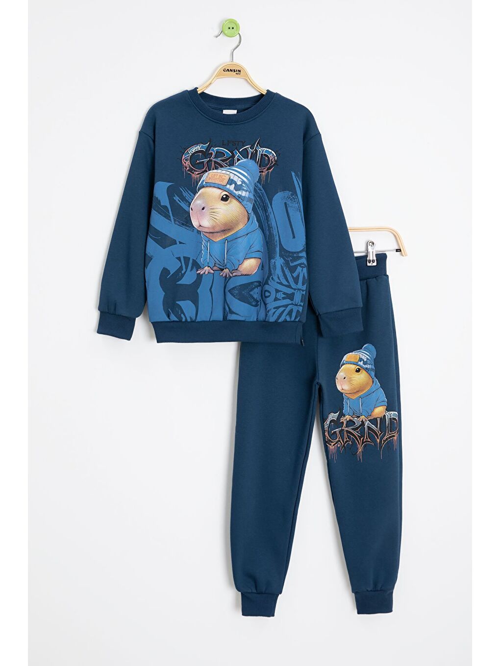 Mavi Cool Fare Baskılı Şardonlu Erkek Çocuk Eşofman Takımı 23300