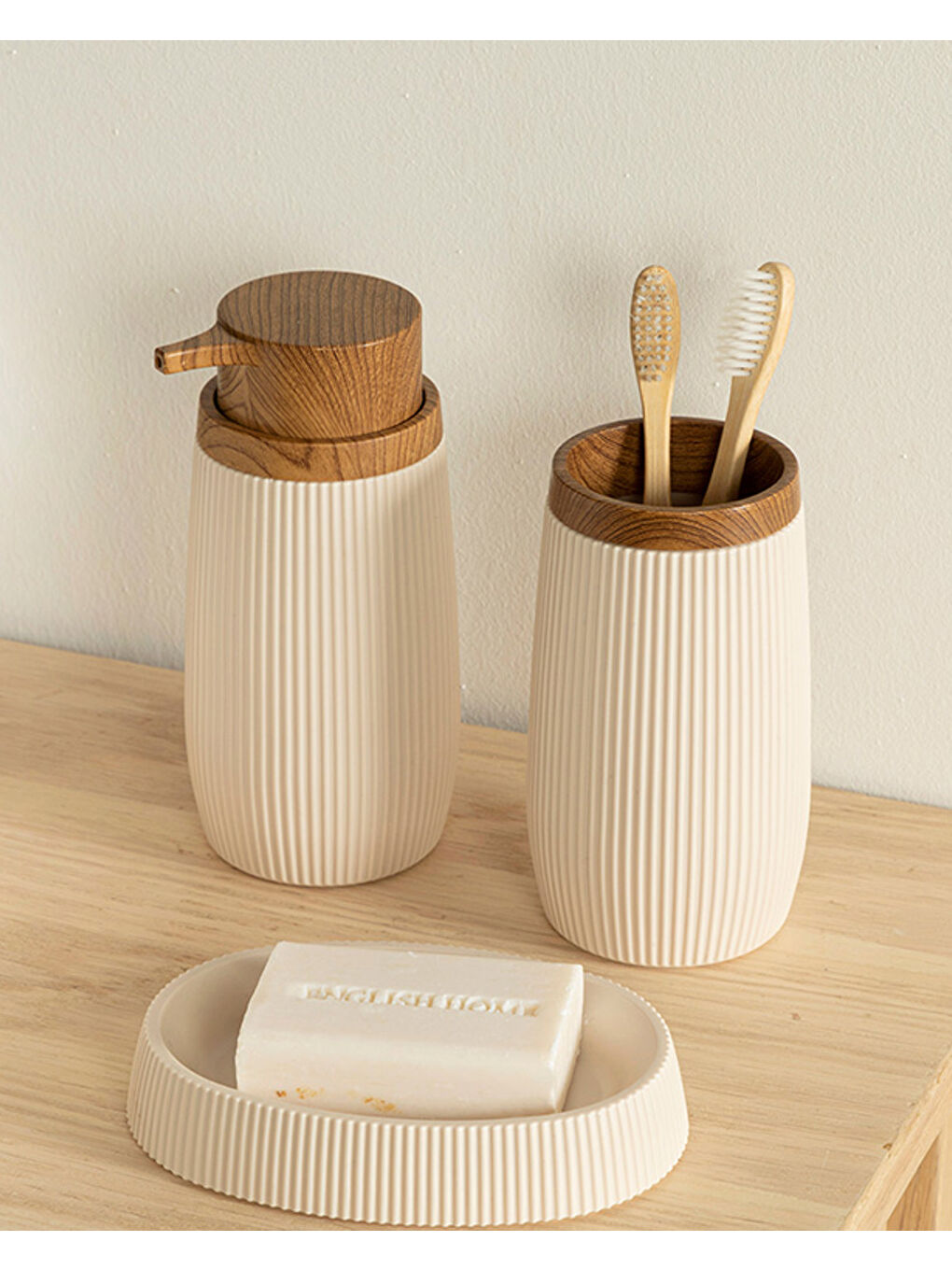 Evelyn 3'lü Banyo Seti Bej-1