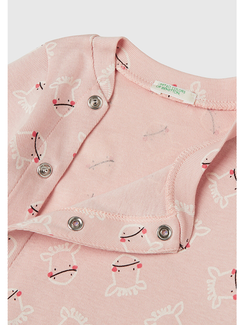 Bebek Toz Pembe Desenli Çıtçıtlı Uzun Kollu Tulum-2