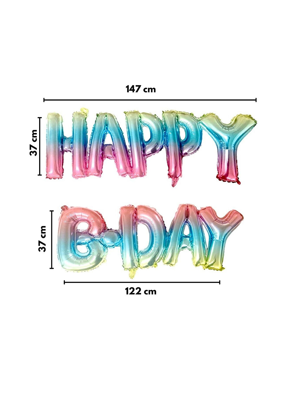 Karışık Çok Renkli Happy B-Day Yazılı Parti Balonu-1