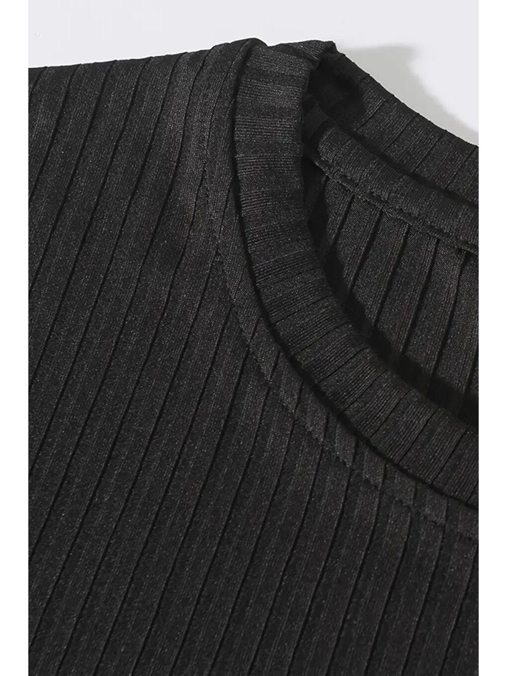 Siyah Jordao Fitilli Slim Fit Elastanlı Bisiklet Yaka Erkek Uzun Kol Tshirt-4