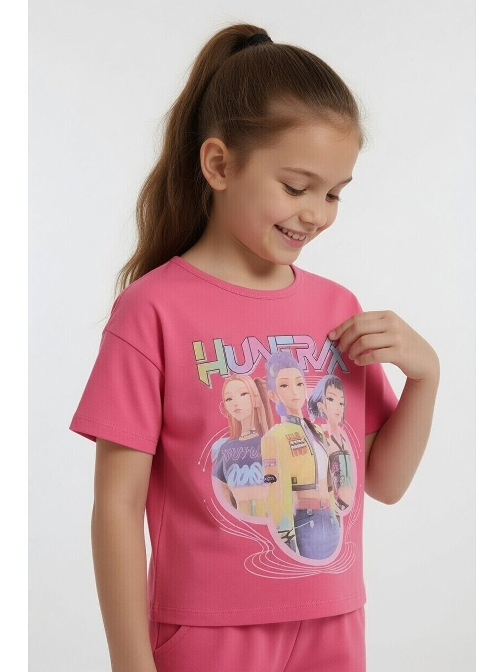 Pembe Girls Baskılı Kız Çocuk Şortlu Tişörtlü 2li Takım 23853-2