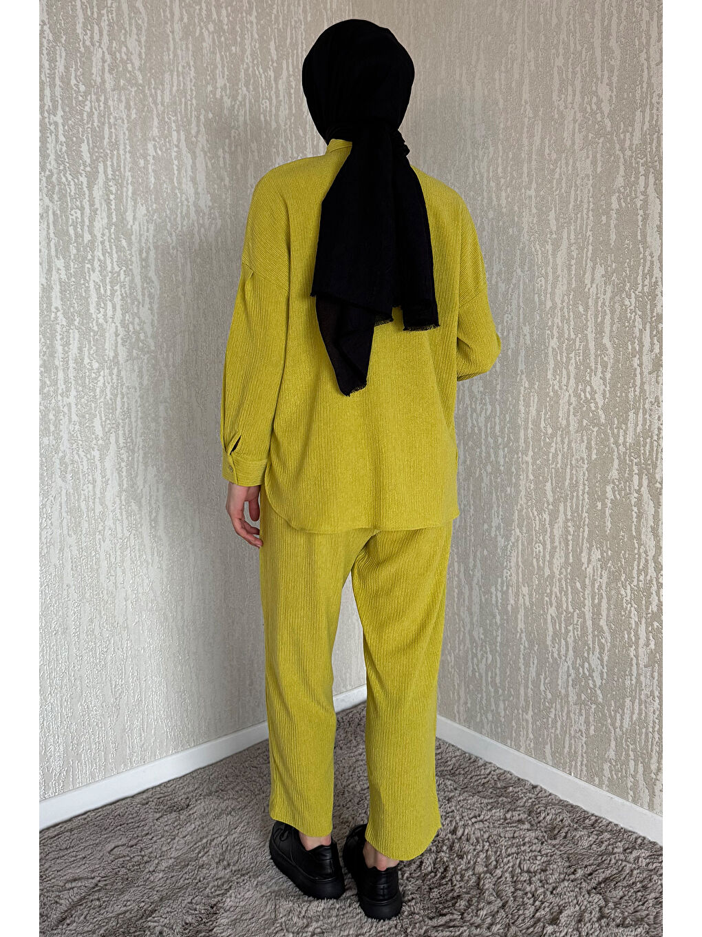 Yeşil Gömlek Pantolon Bürümcük Tesettür İkili Takım-6