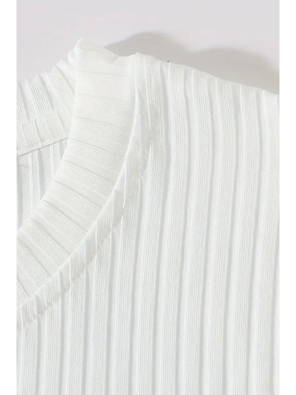 Beyaz Jordao Fitilli Slim Fit Elastanlı Bisiklet Yaka Erkek Uzun Kol Tshirt-3