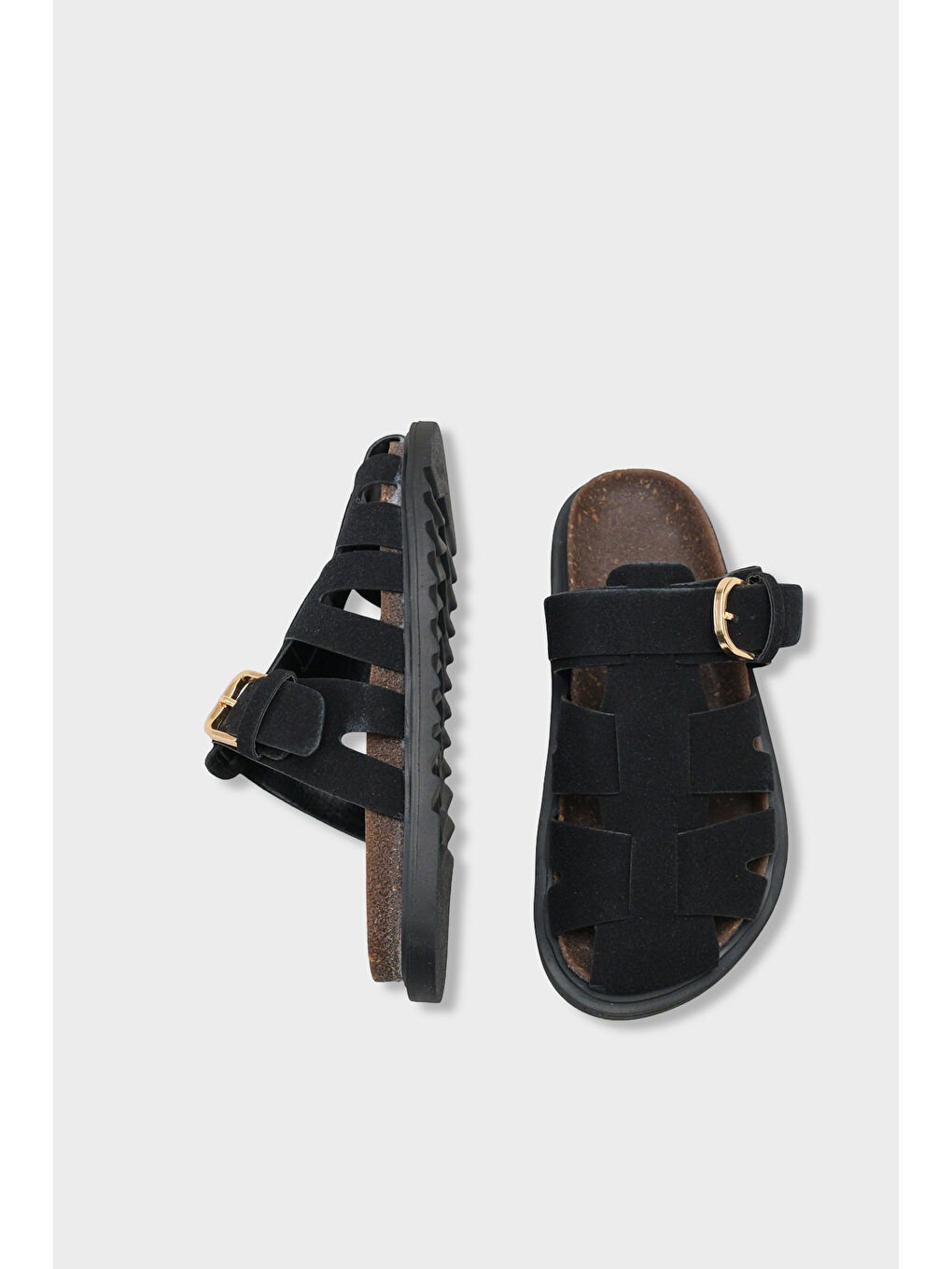 Siyah Abbie Gladyatör Tokalı Kadın Terlik-4