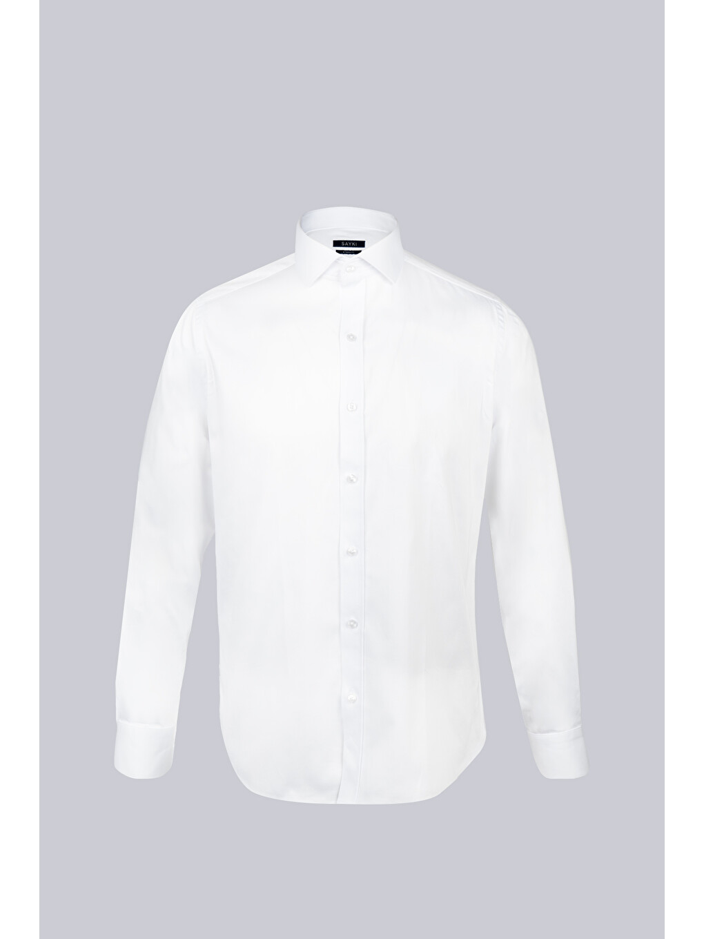 Beyaz Slim Fit Uzun Kollu Açık İtalyan Yaka Saten Gömlek