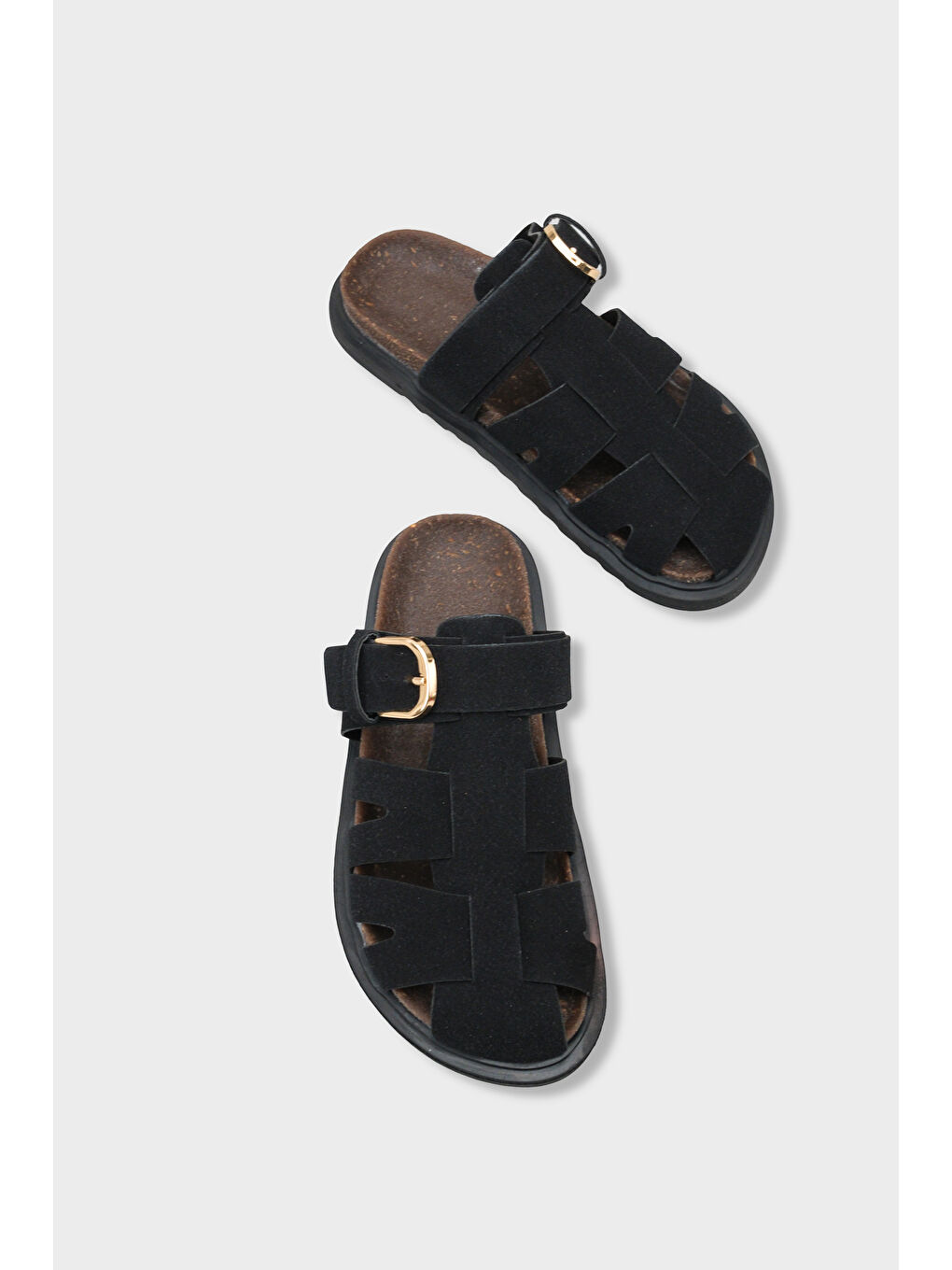 Siyah Abbie Gladyatör Tokalı Kadın Terlik-5