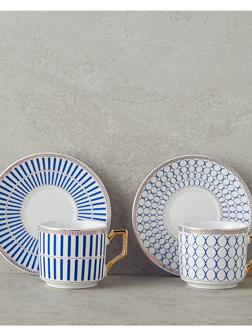 Rabecca New Bone China Kahve Fincan Takımı 4 Parça 2 Kişilik Lacivert-1